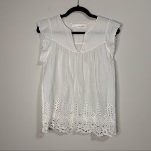 Ulla Johnson Eyelet Lace White Cotton Short Sleeve Top 4